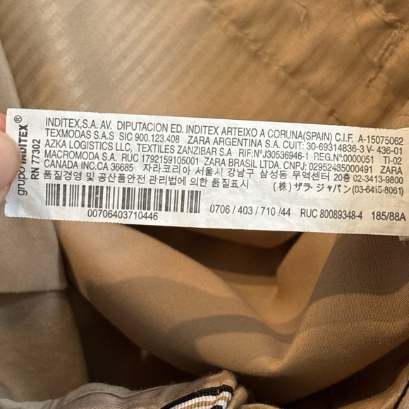 Zara Mens Dress Pants Size 34 Khaki Tapered Leg Business Casual Pockets - Picture 12 of 15